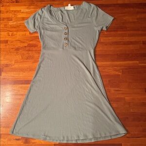 🍀 Pink Rose Ribbed Sage green stretchy dress